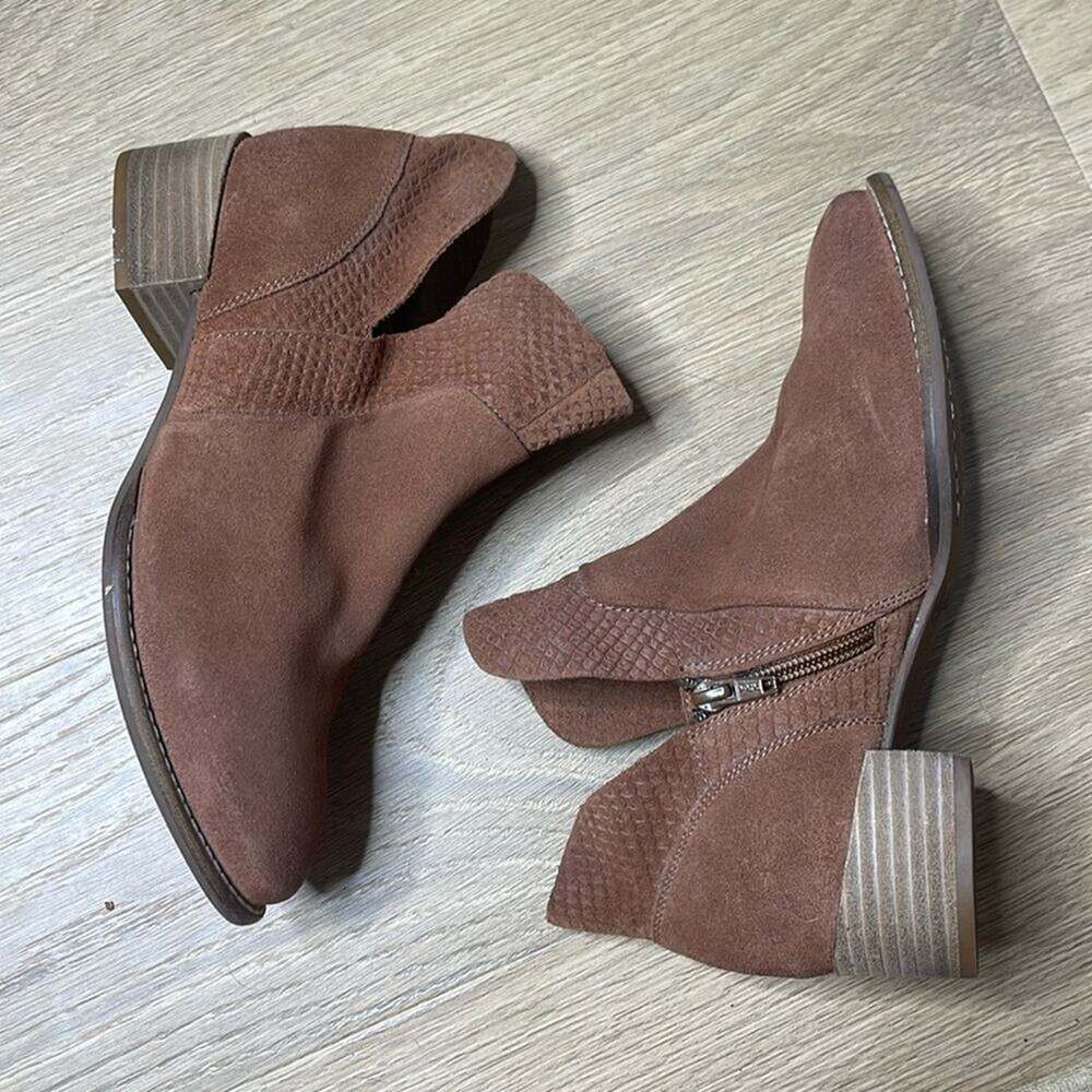 SEYCHELLES Tan / Brown Suede Textured Heeled Boots Size 7